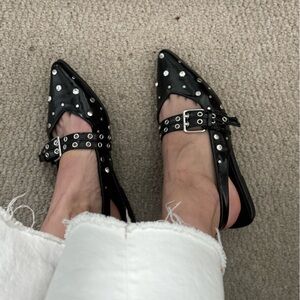 ONLY Black and Silver Studded Flats